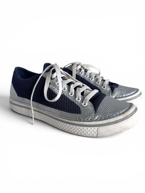 Crocs Men’s Navy and Silver Sneakers Size 9
